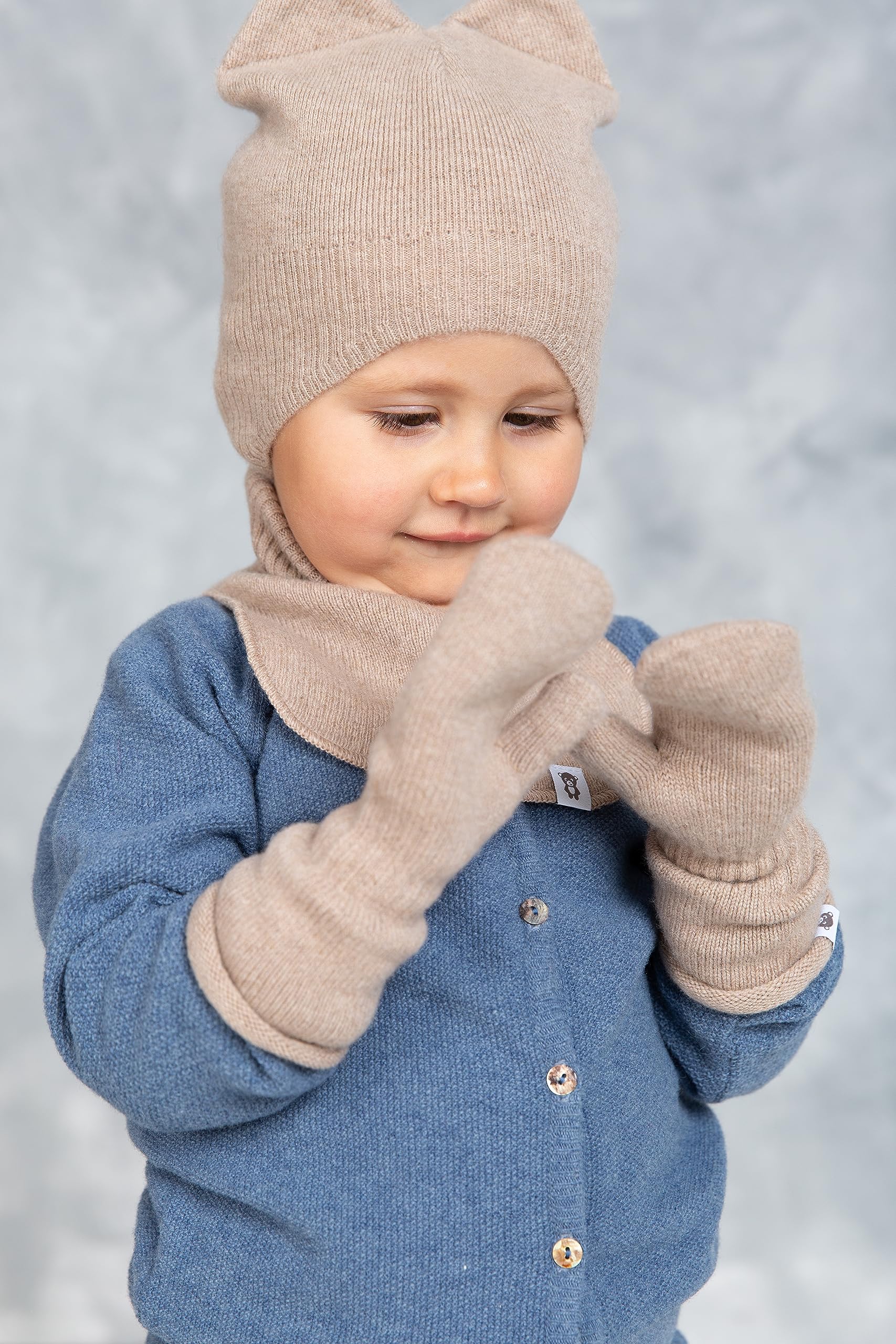 Sciarpa tubolare in lana per bambini I super morbida e calda a maglia per proteggere il collo in autunno e inverno, sciarpa a slittamento in colore Beige, Rosa, Grigio per bambini da 0 a 3 anni