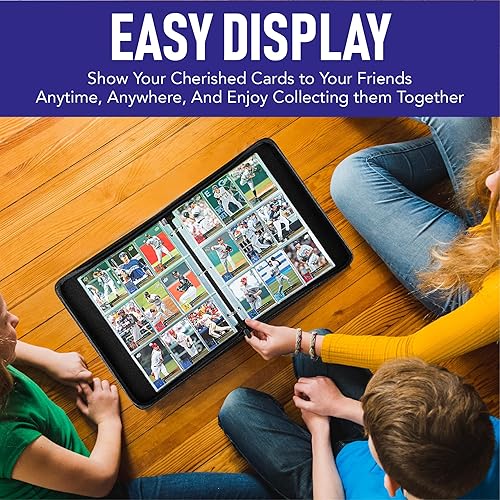 Miniatura 7 de Carpeta de tarjetas coleccionables con mangas, carpeta de tarjetas de béisbol de 9 bolsillos, se adapta a 900 tarjetas con 50 fundas, álbumes de