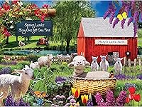 Vista 1 de KI Puzzles Karen Burke Spring Lambs - Rompecabezas de 1000 piezas para adultos, 27 x 20 pulgadas, multicolor