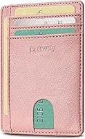 Vista 158 de Buffway - Billetera delgada minimalista de cuero con protección RFID para hombre y mujer