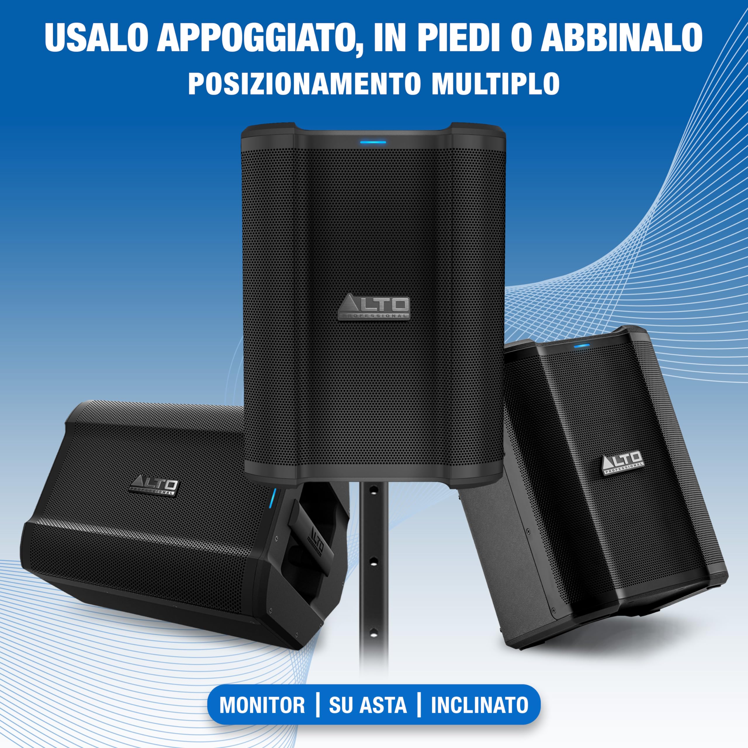 ALTO Busker Cassa Amplificata Portatile da 200W con Batteria Ricaricabile, Bluetooth, Mixer a 3 canali, Effetti Alesis, Controllo via App e Carica USB