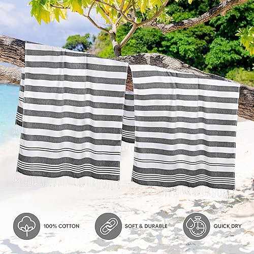 Miniatura 8 de Utopia Towels Paquete de 4 toallas turcas de playa, 40 x 72 pulgadas, 100% algodón, de gran tamaño, sin arena, ligeras, de secado rápido, prelavadas