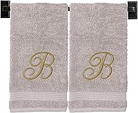 Vista 105 de Toallas de mano beige para baño, monogramadas, toallas turcas de algodón de lujo, bordadas en Estados Unidos, juego de 2, elige el color y la letra