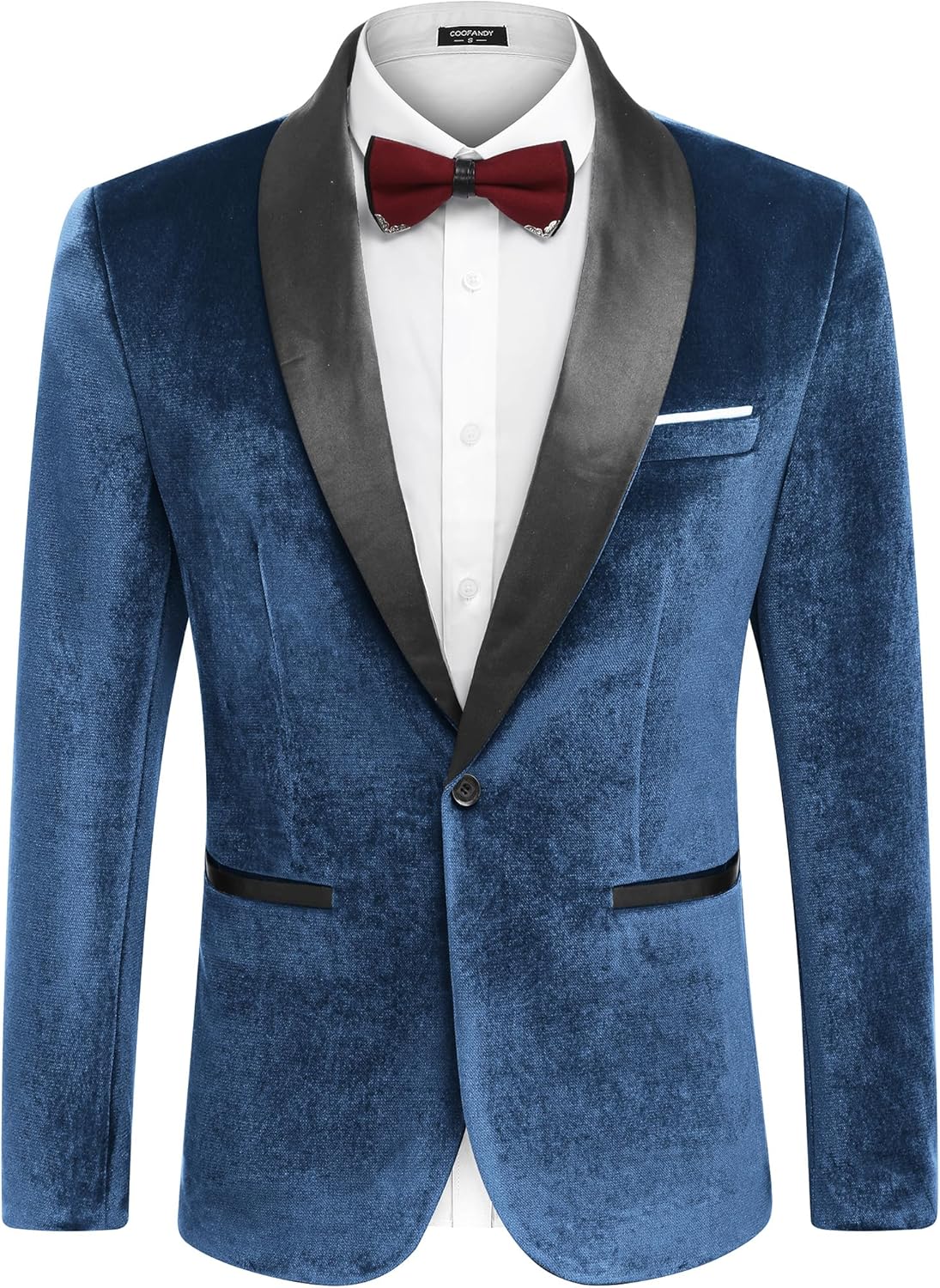 COOFANDY Men's Velvet Tuxedo One Button Jacket Dinner Prom Wedding Blazer Jacket