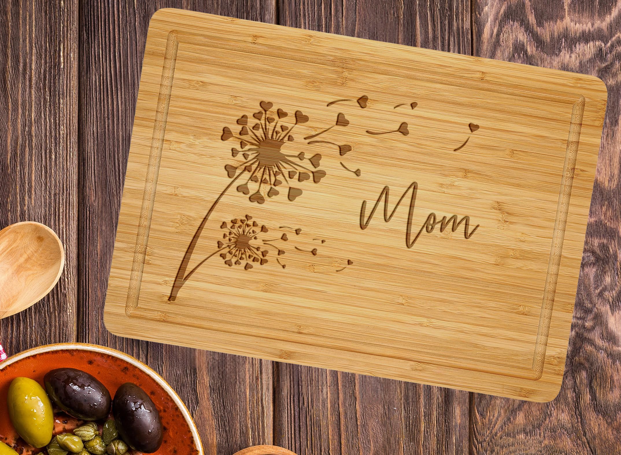 Dandelion Mom Cutting Boards for Kitchen, Mothers Day Gifts for Mom, Mother's Day Kitchen Gifts Cutting Board, Mom Flower Cutting Board