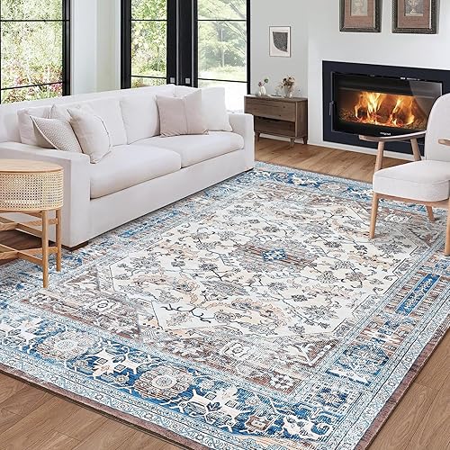 Miniatura 8 de Alfombra de pasillo de 2 x 6 pies, alfombra floral bohemia, alfombra de pasillo, alfombra vintage lavable para interiores, antideslizante, alfombra