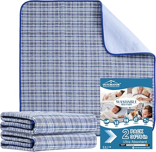 Miniatura 24 de OUTCREATOR® Almohadillas de cama lavables de 34 x 56 pulgadas (paquete de 2), protector de colchón para incontinencia, almohadillas antideslizantes