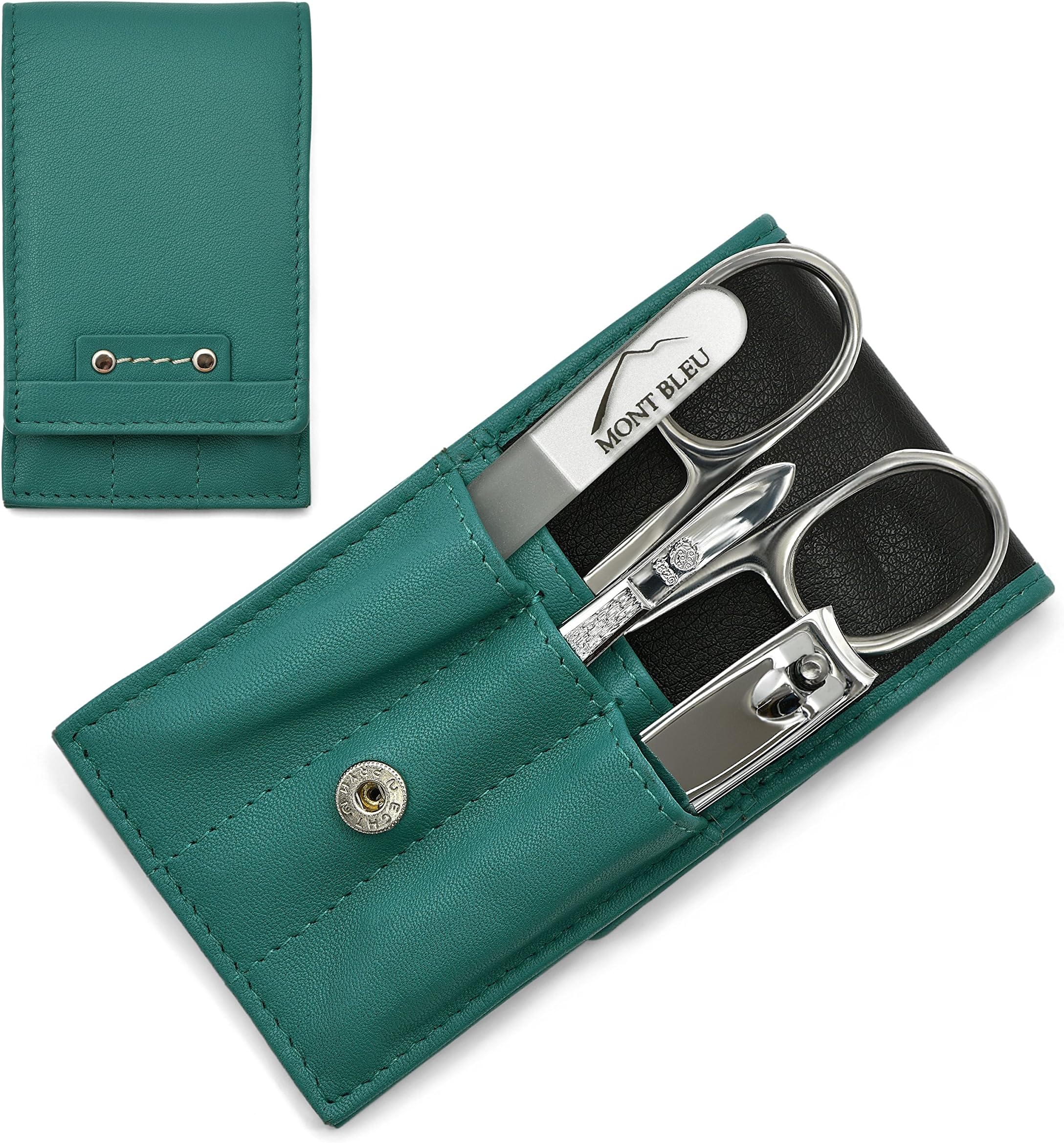 Hans Kniebes' Sonnenschein 4-Piece Manicure Set with crystal nail file, in Nappa Leather Case | made in Germany