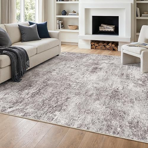 Puino 8x8 Square Washable Abstract Rug (Gray/Cream)