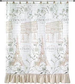 Avanti Linens - Fabric Shower Curtain, Bathroom Essentials, Chic Home Decor (Paris Botanique Collection, 72