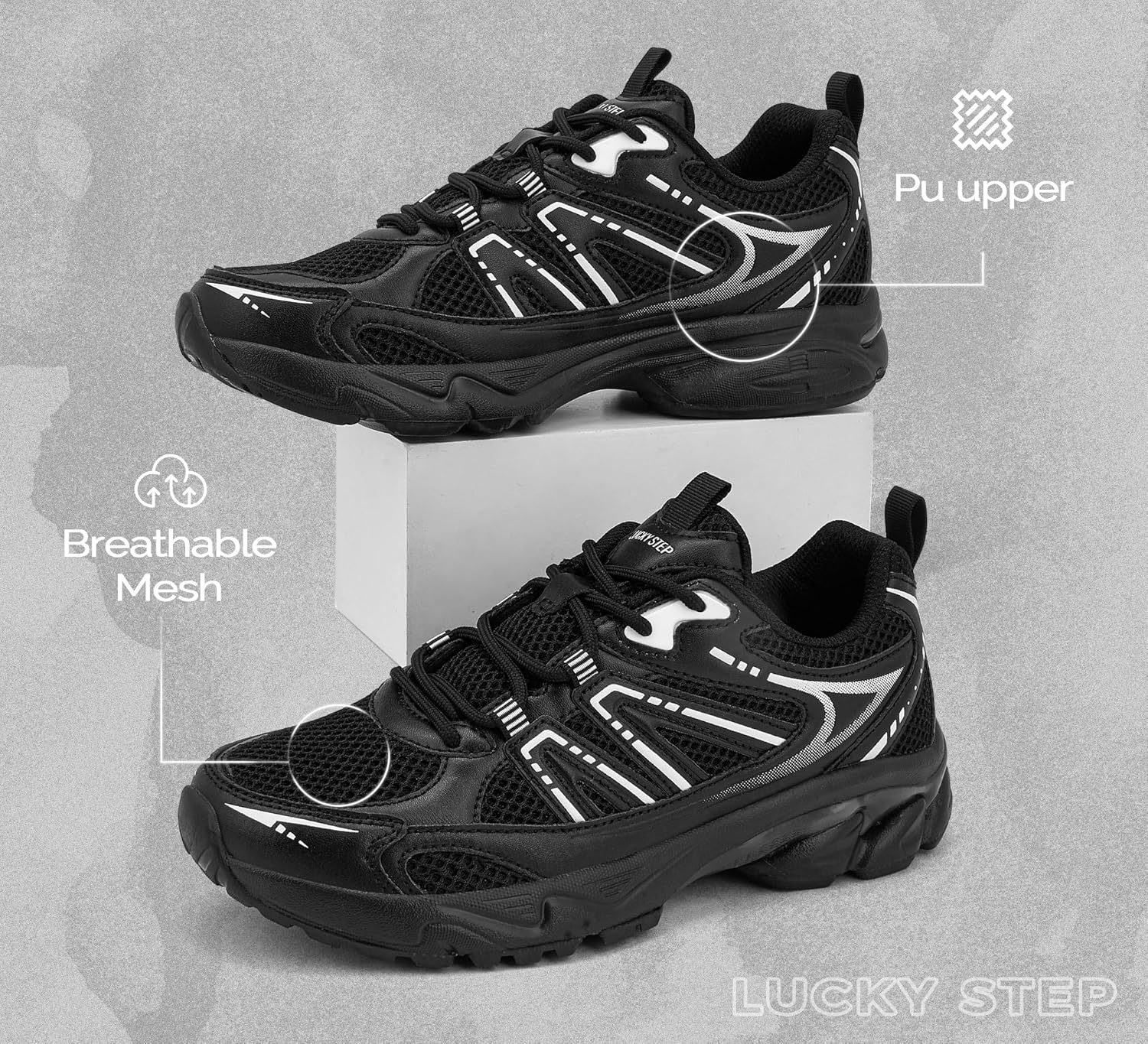 LUCKY STEP Women's Chunky Fashion Sneakers Casual Running Shoes Tennis Workout Sport Work Trendy Athletic Gym Mesh Walking Tennis Shoes - Image 3