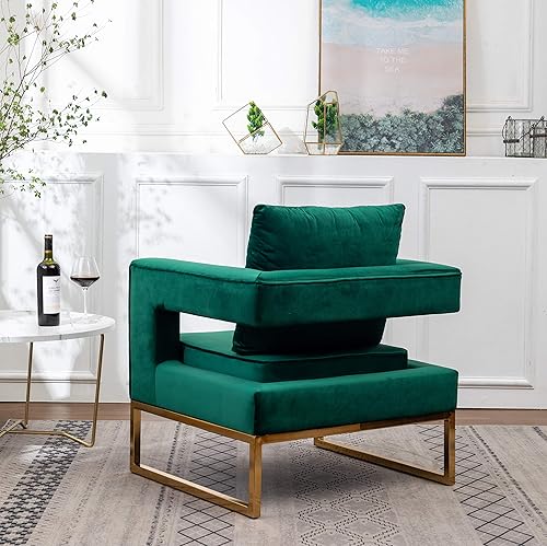 Miniatura 7 de Roundhill Furniture Lenola - Silla tapizada con brazos, color verde, 27.5 pulgadas de profundidad x 29.75 pulgadas de ancho x 34.5 pulgadas de alto