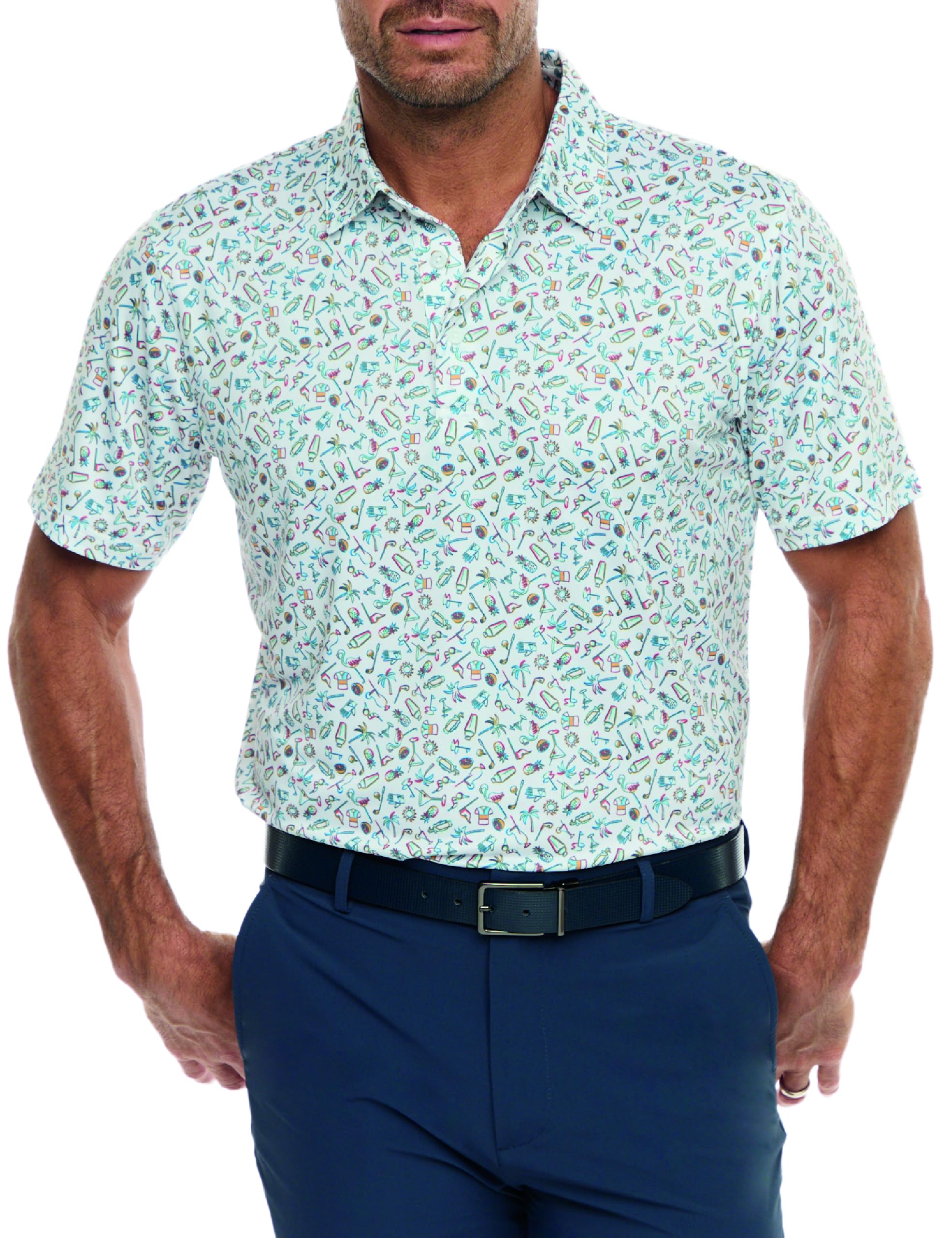 Robert Graham Herren Sunset Sips Short Sleeve Knit Polo Shirt Rf247111cf (1er Pack)