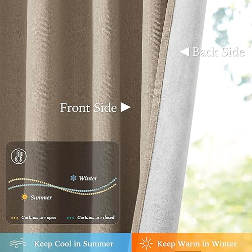 Miniatura 4 de StangH Cortinas 100% opacas de lino sintético de 84 pulgadas de largo, juego de 2 paneles de cortinas de ventana con aislamiento térmico para