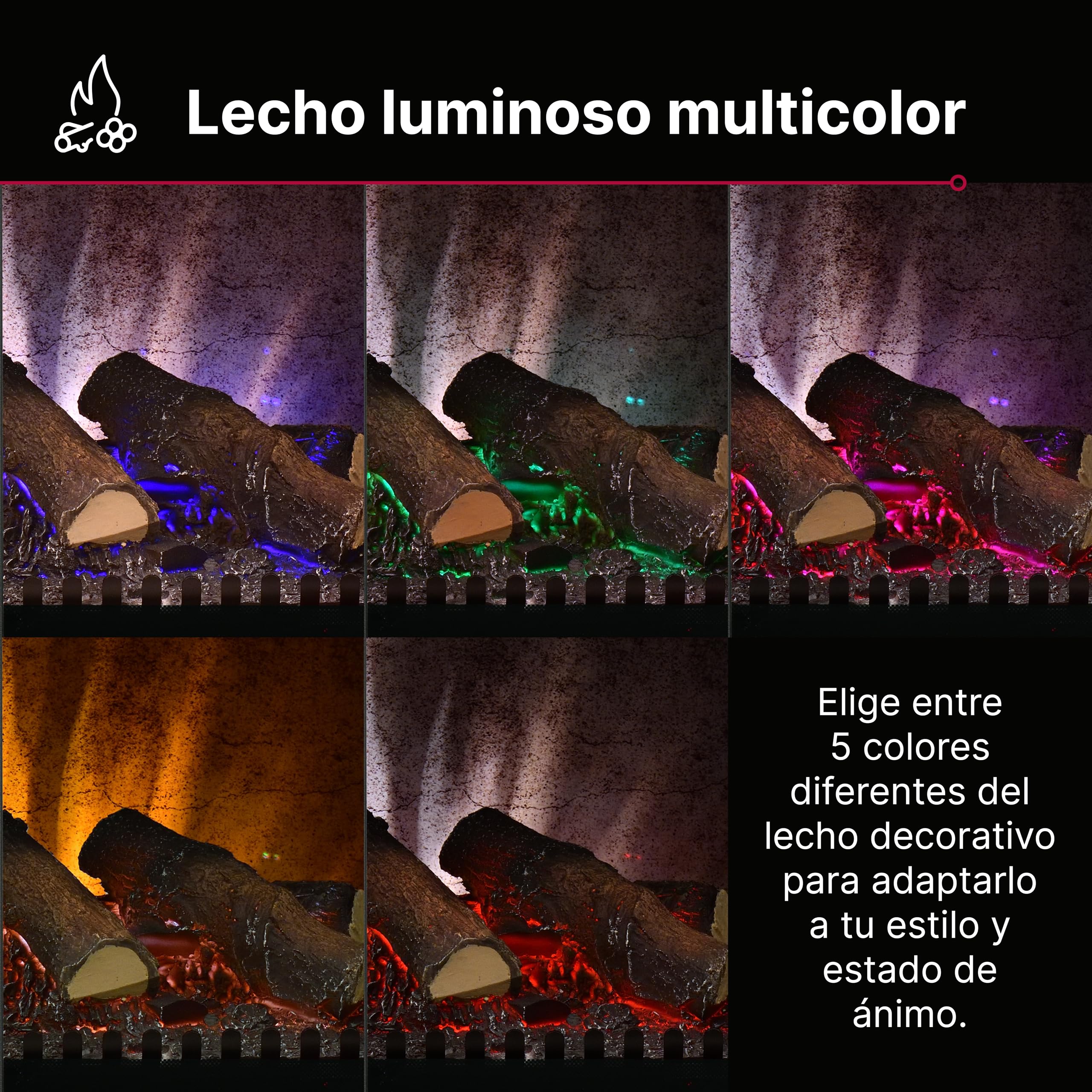 Dimplex Emberly Chimenea Electrica Â– Chimenea Electrica Decorativa de Tres Lados con Calefactor y Efecto de Llama Optiflame Â– Calefactor de 2 kW Activable Â– Inluye Mando a Distancia y App