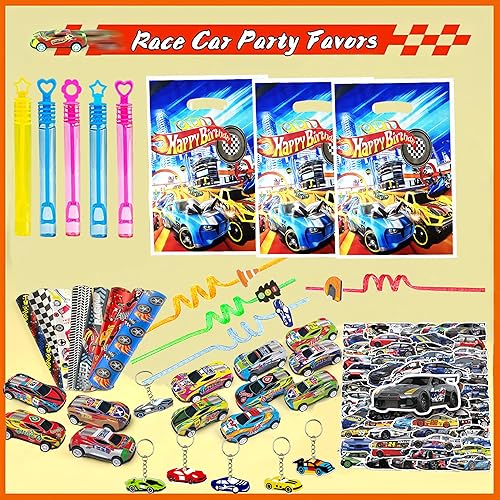 Miniatura 2 de 122 piezas de regalos de fiesta de coches de carreras suministros de fiesta de cumpleaños para recompensas de aula, decoraciones de cumpleaños