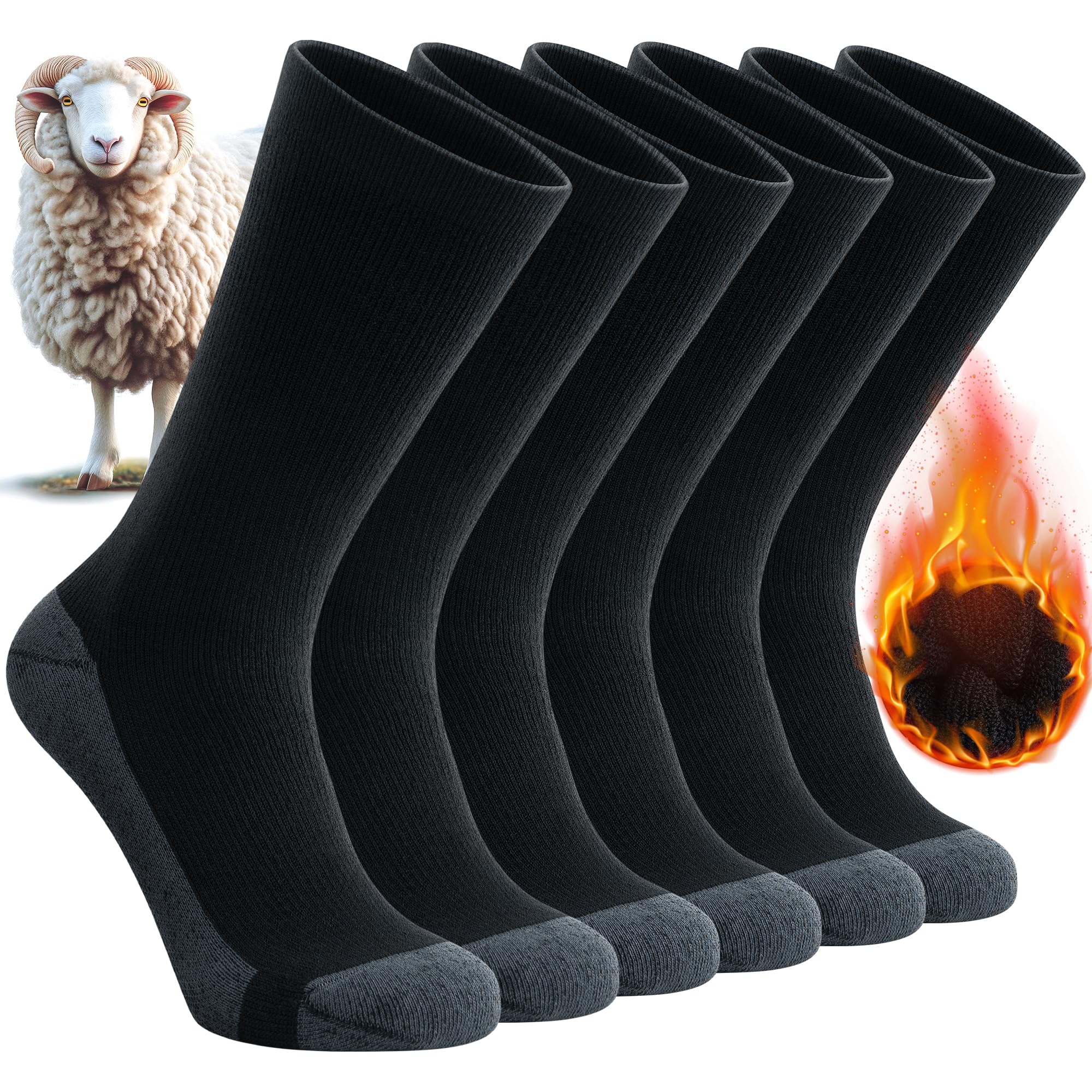 Benirap Merino Socken Wandersocken Outdoor Thermosocken Wintersocken, Professionell AntiBlasen Trekkingsocken Arbeitssocken Warme Wollsocken Skisocken für Herren Damen, 3 Paar