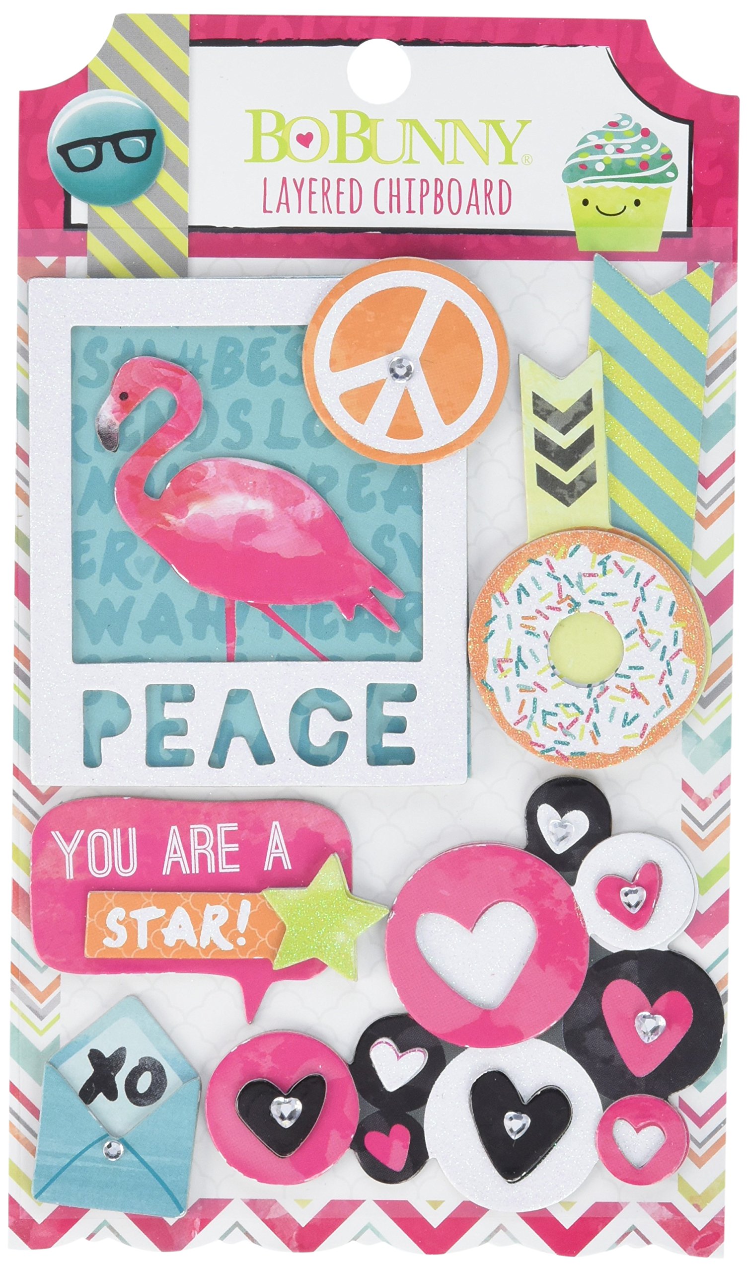 Bo Bunny #Forever Young Self-Adhesive Layered Chipboard