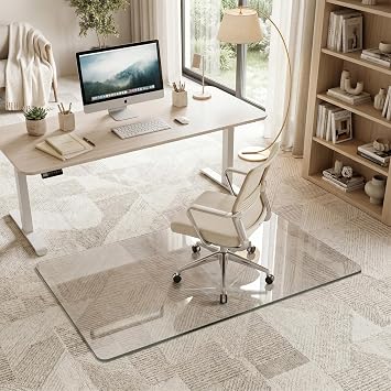 Antok 30"x48" Tempered Glass Chair Mat, 0.2" Heavy Duty Floor Mat, Office