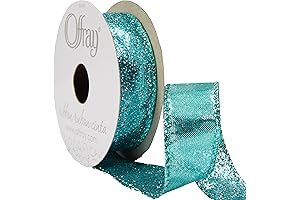 Offray 7/8" Wide Mermaid Ribbon, 9-Foot Spool, Shimmering Aqua Blue