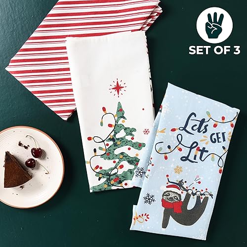 Miniatura 3 de Folkulture Juego de 3 toallas de cocina de Navidad para decoración navideña, 26 x 20 pulgadas, paños de cocina o paños de cocina bohemios, toalla de