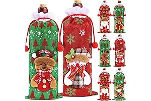 8Pcs Christmas Wine Bottle Bag Fabric Wine Bags, Drawstring Wine Bottle Gift...