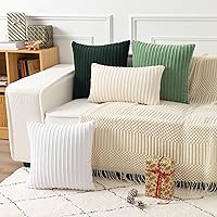 Vista 467 de UGASA - Juego de 2 fundas de almohada de terciopelo a rayas, funda decorativa para cojín con cremallera oculta para el hogar, sofá, dormitorio