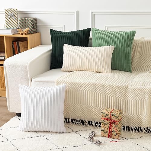 Miniatura 467 de UGASA - Juego de 2 fundas de almohada de terciopelo a rayas, funda decorativa para cojín con cremallera oculta para el hogar, sofá, dormitorio,