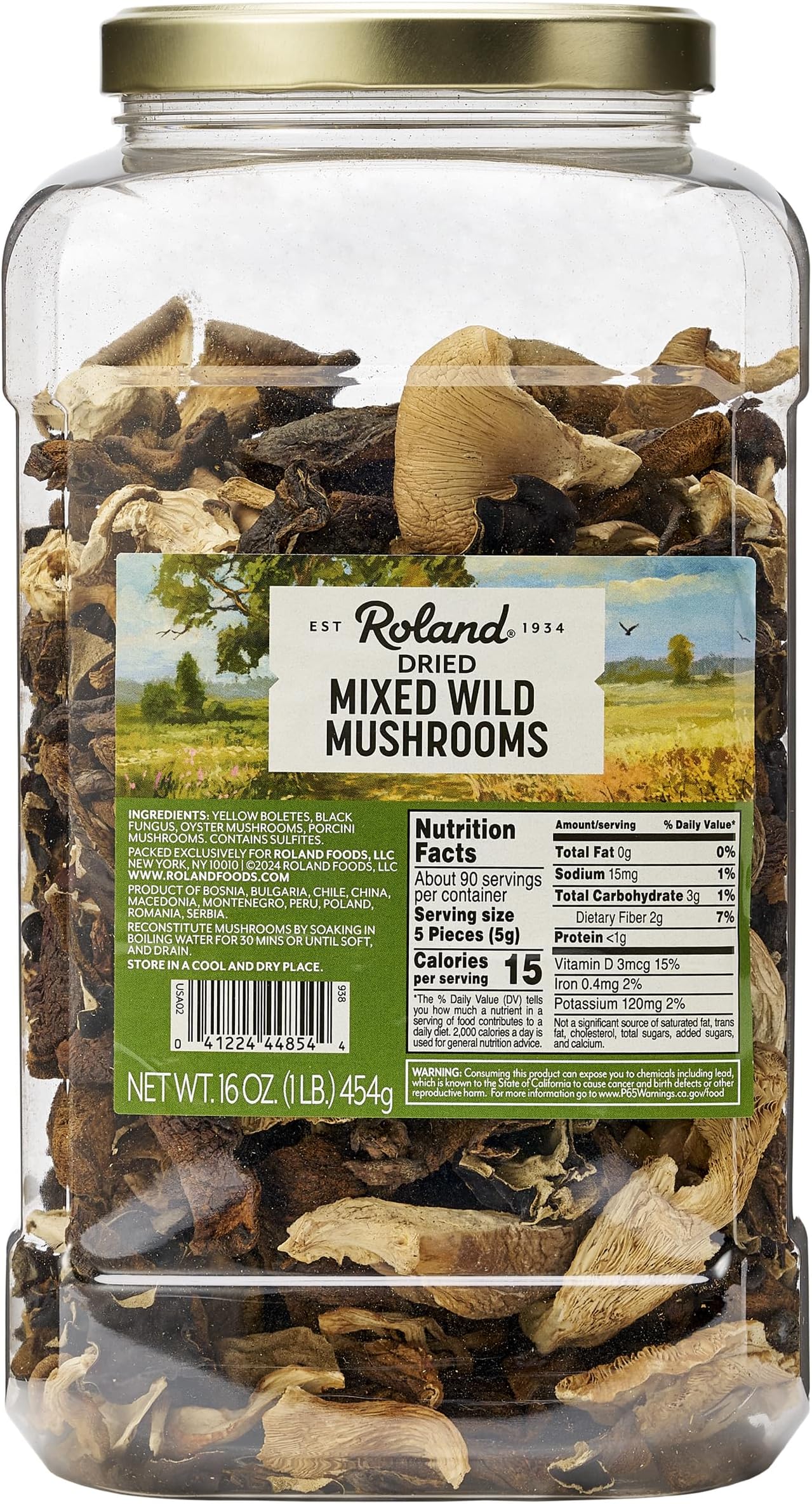 Roland Foods Dried Mixed Wild Mushrooms Specialty Imported Food ,16 Ounce (Pack of 1)