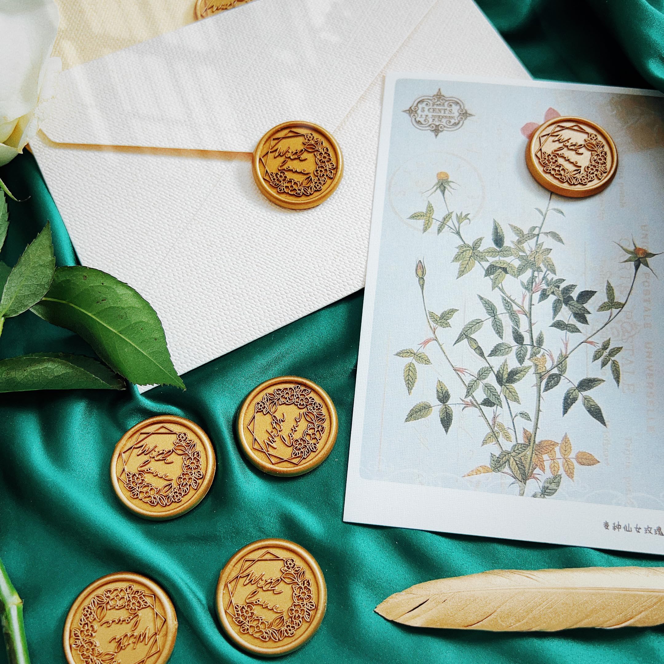 50 Pcs Gold Wax Seal Stickers, Gold Adhesive Envelope