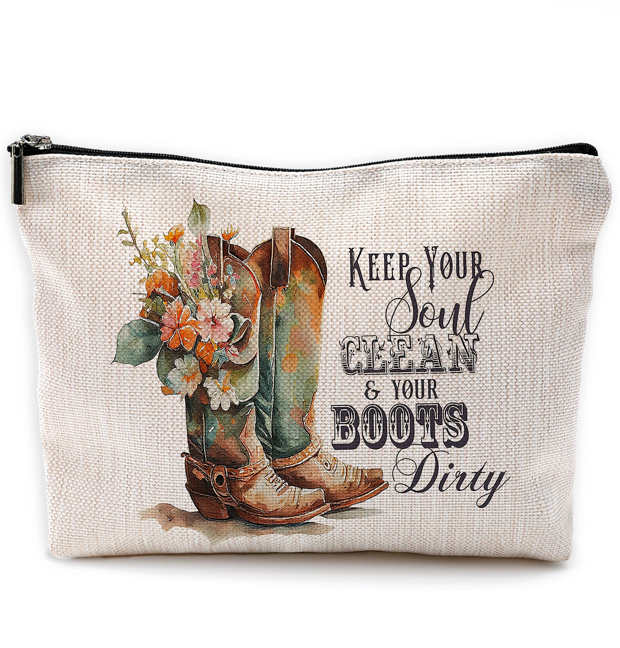 Sufamb Nashville Kosmetiktasche Im Retro-Blumen-Design – Western-Cowgirl-Stil Für Mädchen & Teens