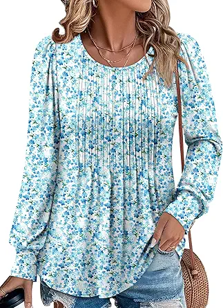 BETTE BOUTIK Long Sleeve Shirts for Women Fall Tops Dressy Blouses Crewneck Tunic Tops for Leggings S-3XL