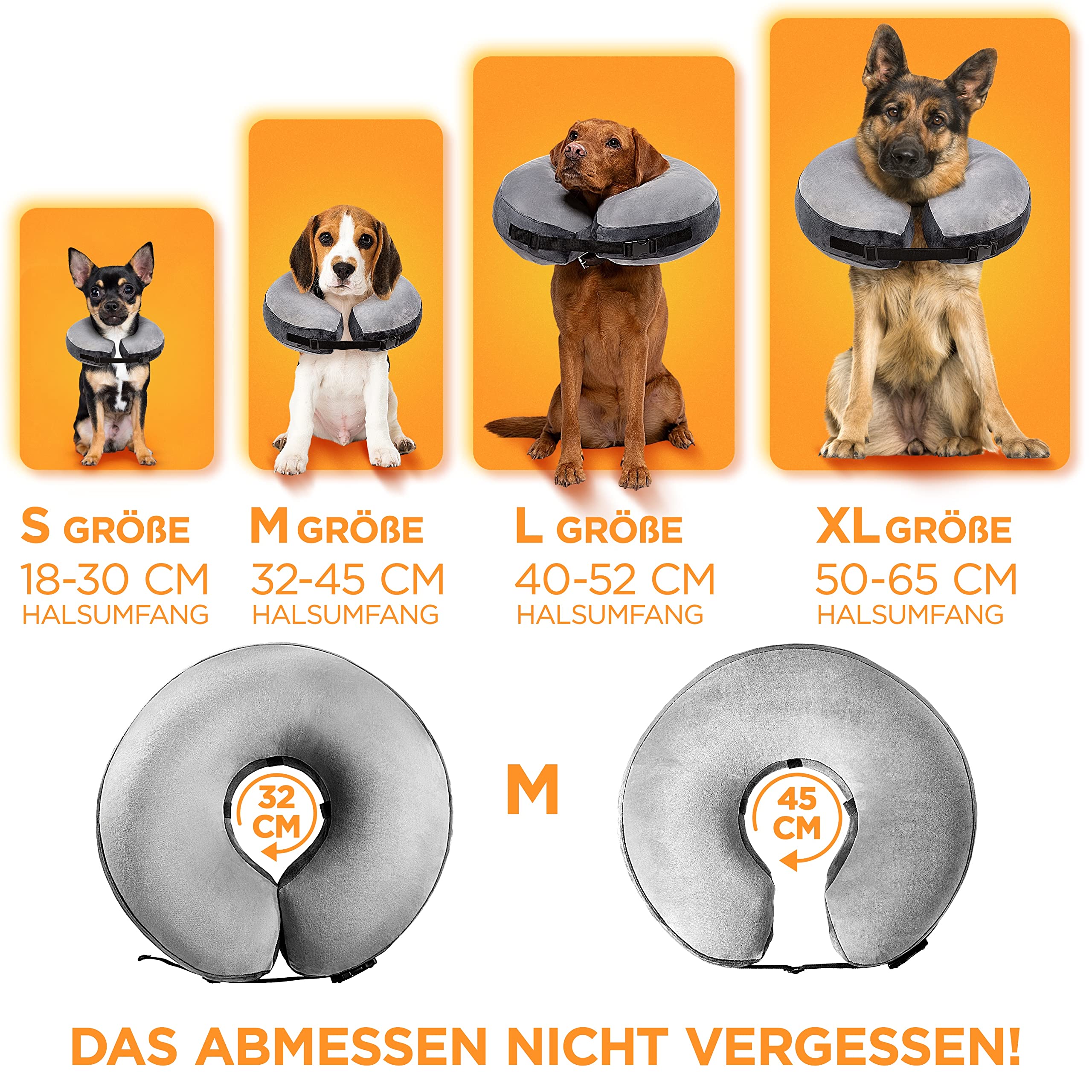 Tierhood Halskrause Hund - Aufblasbarer Hundekragen Leckschutz - Halskrause weich - Kragen für Hunde nach OP - Schutzkragen Hund - Rasche Genesung an verletzten oder operierten Stellen - M