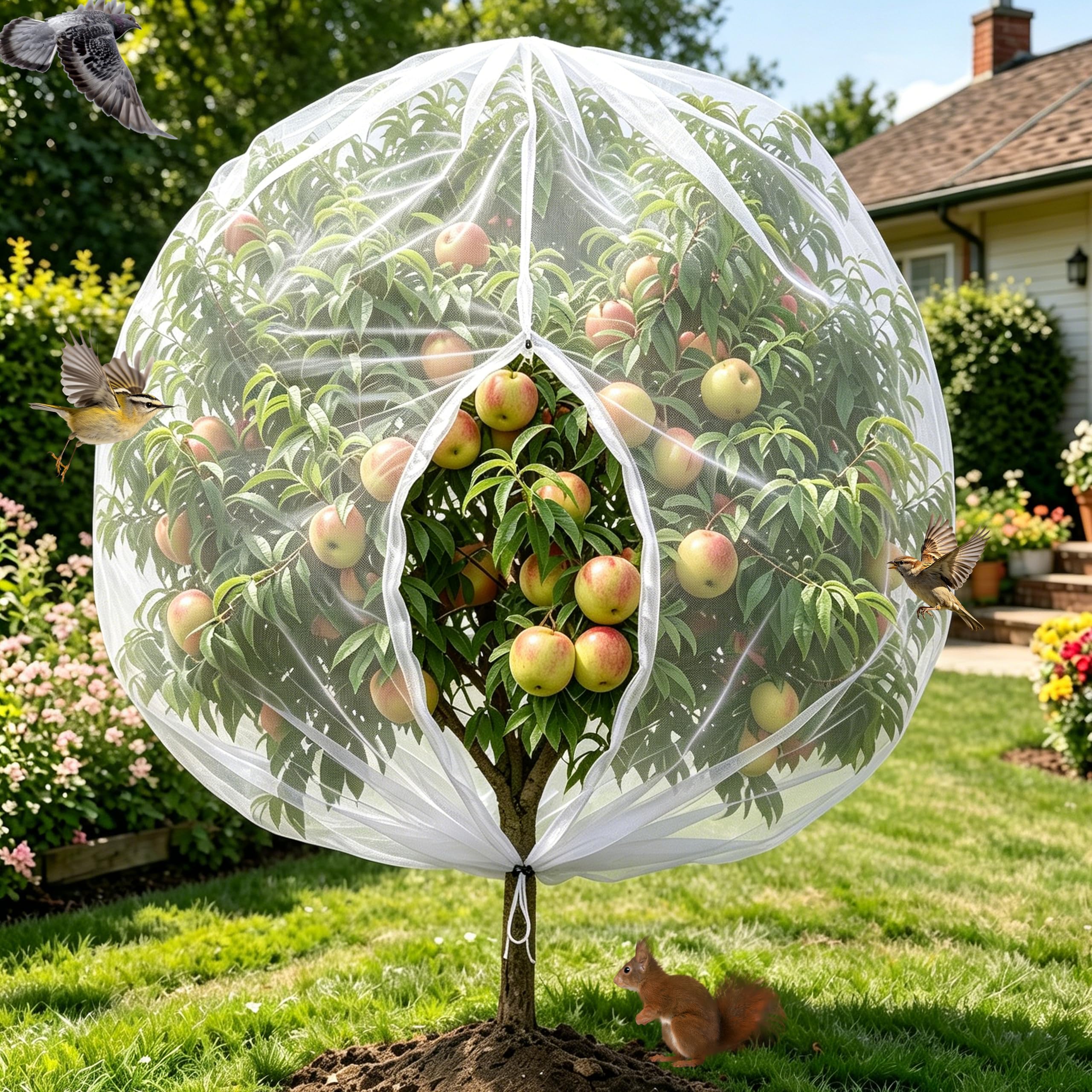 Fruit Tree Netting Bird Protection with Zipper, Bird Insect Barrier Netting Fine Mesh Protection Bags, Cherry Plant Net for Protect Plant Fruits Flower From Insect Bird Eating (183 * 183CM)
