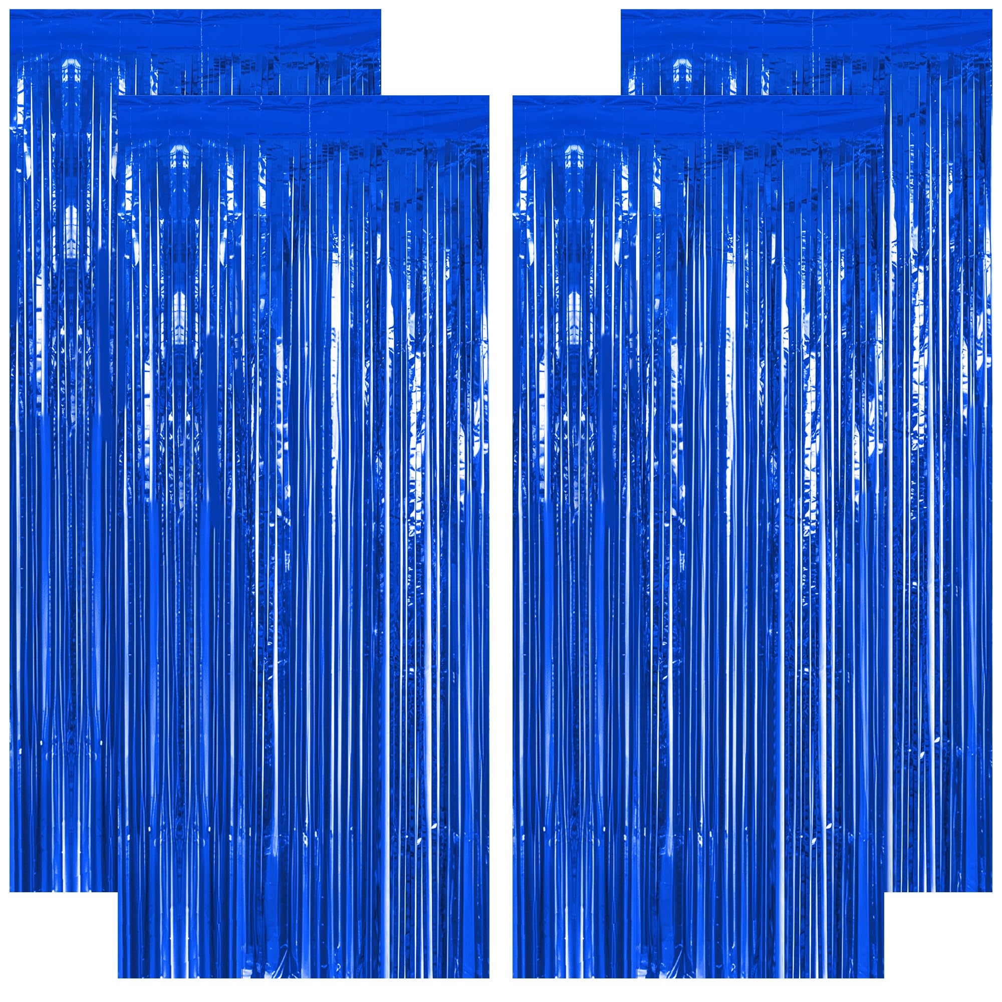 ZATAYE 4 Pack Dark Blue Foil Curtain Streamer Decorations