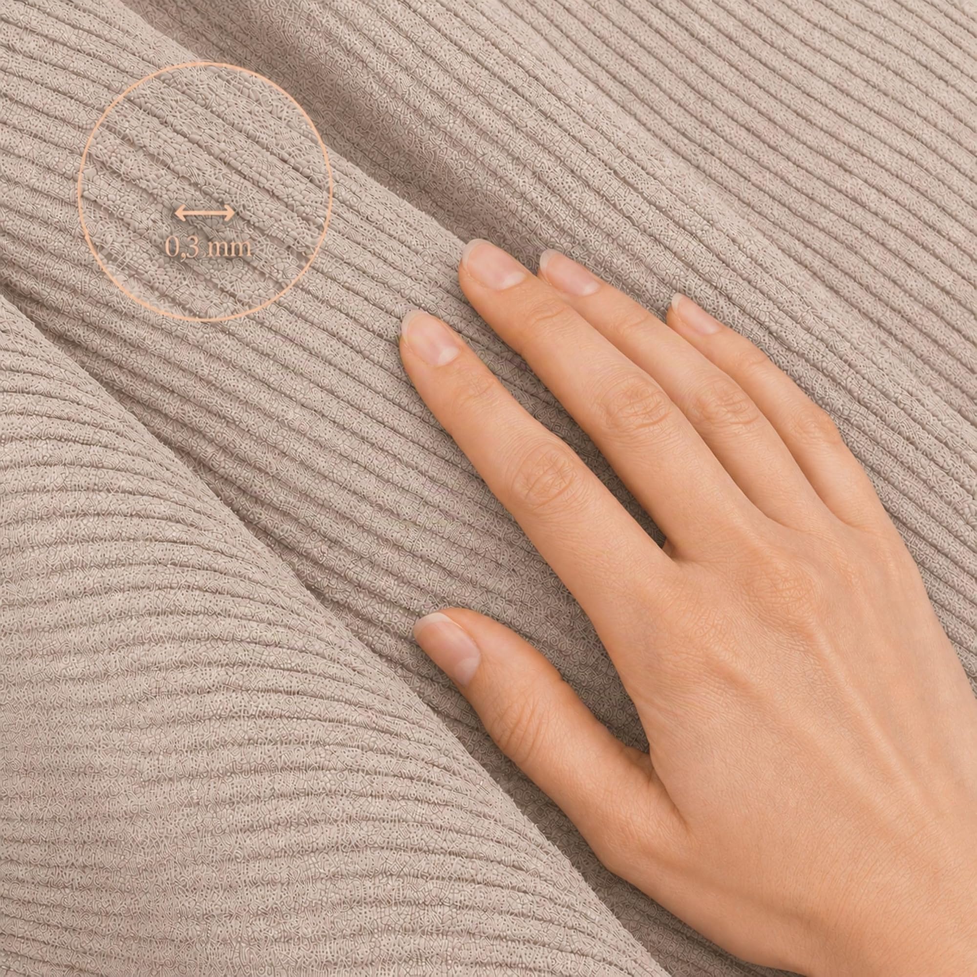 bananair - Pouf Poltrona Sacco in Velluto a Coste - Morbido e Confortevole - Imbottitura in Schiuma, Ottimo Supporto per la Schiena - Pouf Divano Gigante (100 cm, Beige)