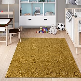 homeart Area Rug - Super Soft Shaggy Rugs For The Living Rooms, Bedrooms And Kitchen - Modern, Easy To Clean Carpet - 200x290 cm, Gold