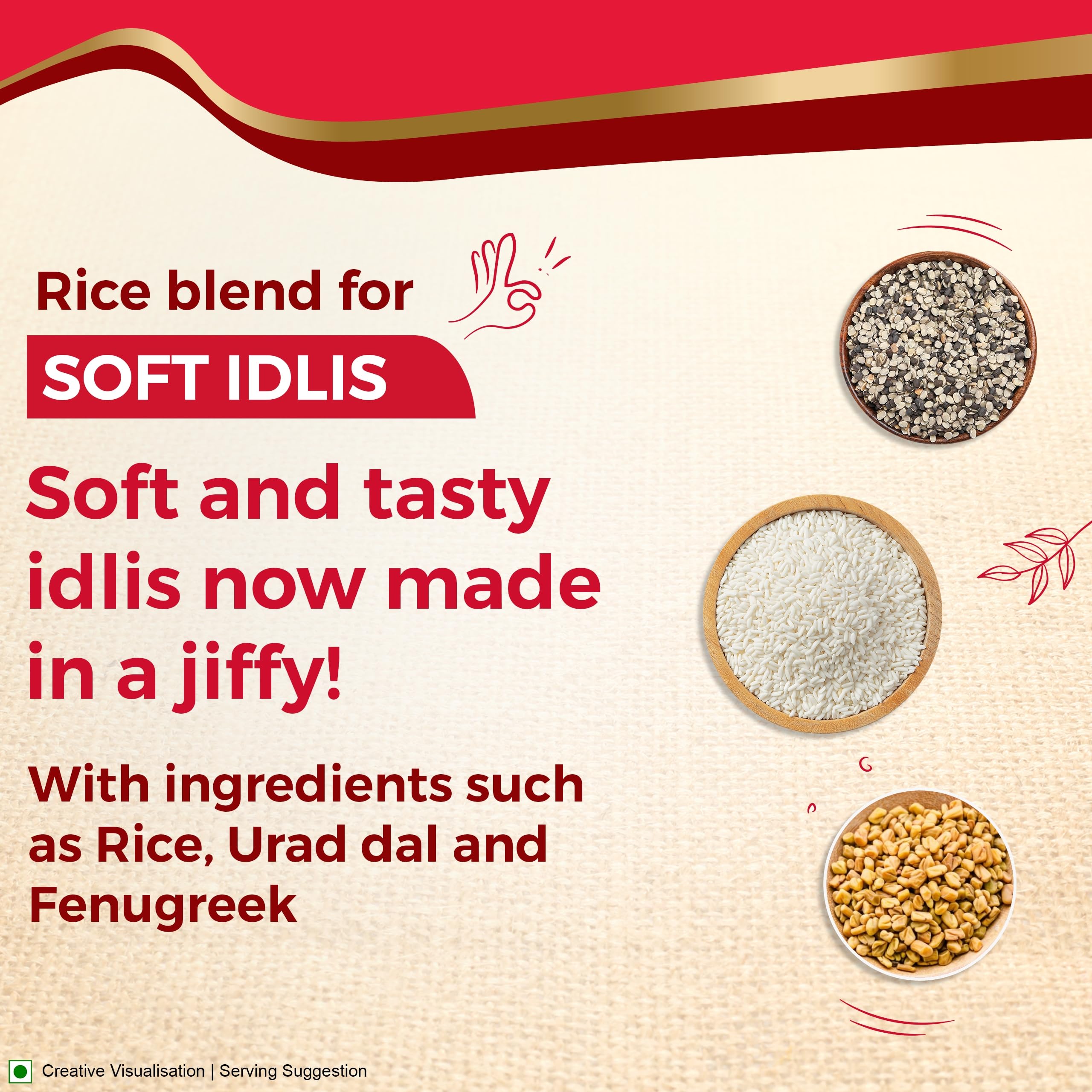 Aashirvaad Instant Mix Rice Idli, 200g Pack, 50 Rice Idlis in 3 Steps | Soft & Fluffy Idlis 1