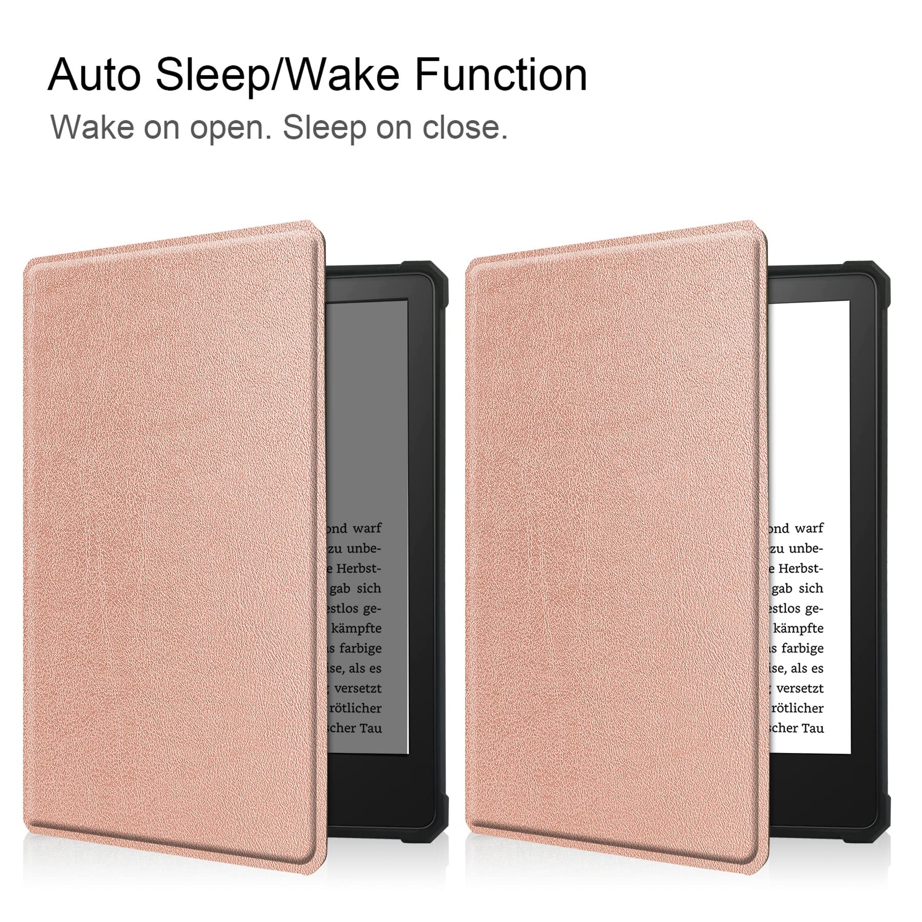 Slim Case dla Kindle PaperWhite (wersja 6,8 "2021), TPU. Skórzany przypadek Ochronna Smart Folio Shell Pokrywa z zamknięciem magnetycznym i funkcją stoiska auto Wake/sen(Rose Gold)