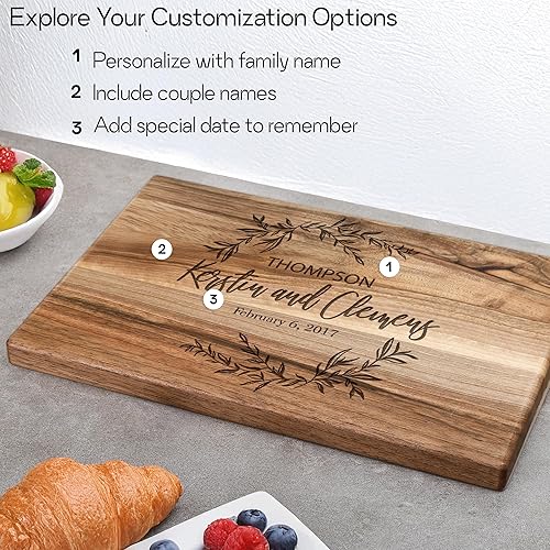 Miniatura 3 de Wedding Cutting Board - Custom Engraving with Family and Couple Names – Personalized Wood Cutting Board – Keepsake Gift for Wedding, Anniversary,