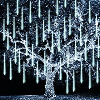 Christmas Meteor Shower Lights Outdoor, 864 LED 12" 24 Tubes Waterproof Christmas Lights Outdoor Plug in, Snow Falling Rain Icicle Xmas Light Decorations, White