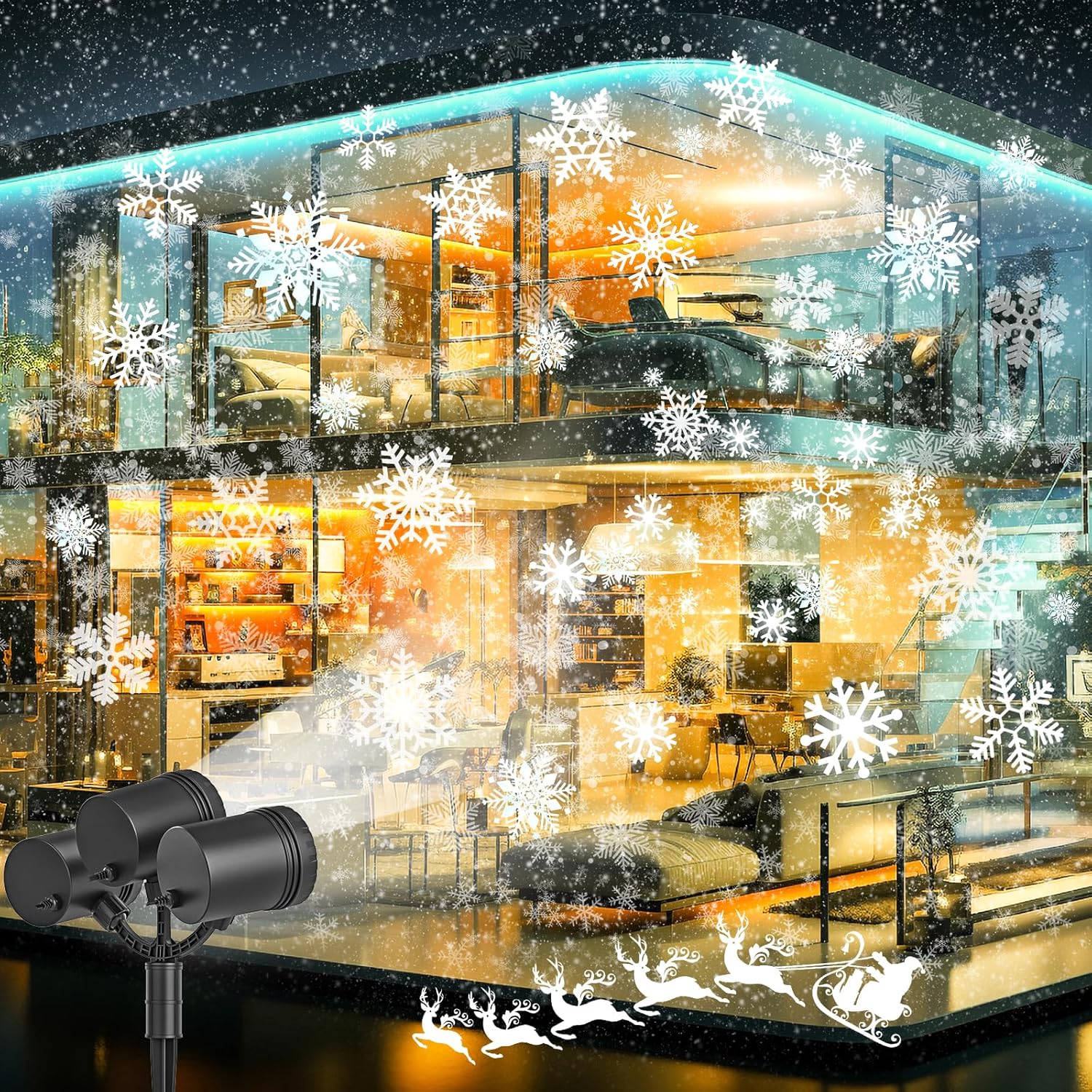 Snowflake Projector Light, Snowflake LED Christmas Light Projector - Waterproof Holiday Decorations for Valentine's Day Holiday Gift