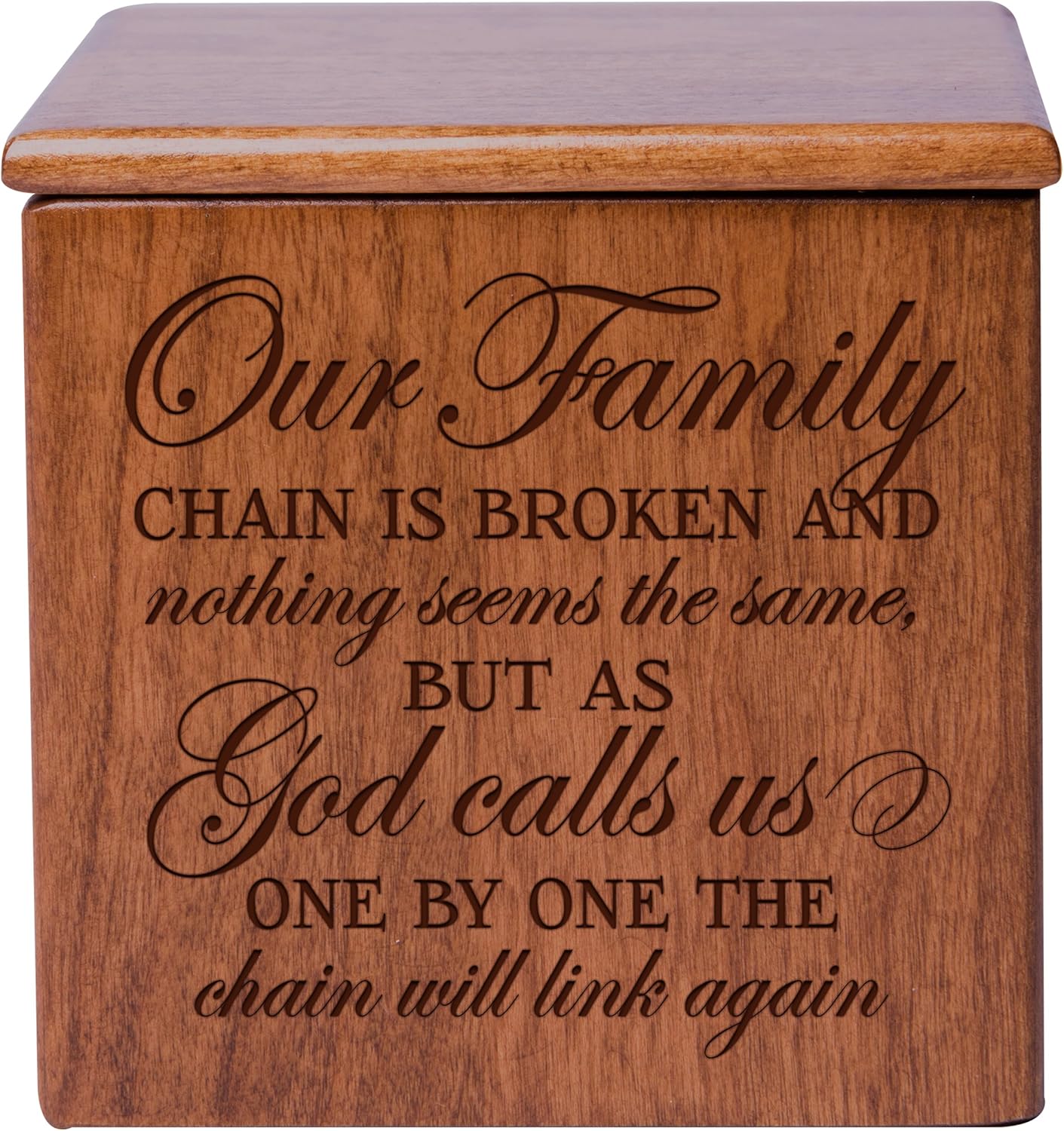 Cremation Urns for Human ashes - SMALL Funeral Urn Keepsake box for pets - Memorial Gift for home or Columbarium Our Family chain is broken Holds SMALL portion of ashes 4.5" (Cherry 4.5")
