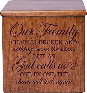 Cremation Urns for Human ashes - SMALL Funeral Urn Keepsake box for Pets - Memorial Gift for home or Columbarium Our Family chain is broken nothing seems the same Holds SMALL portion of ashes (Cherry)