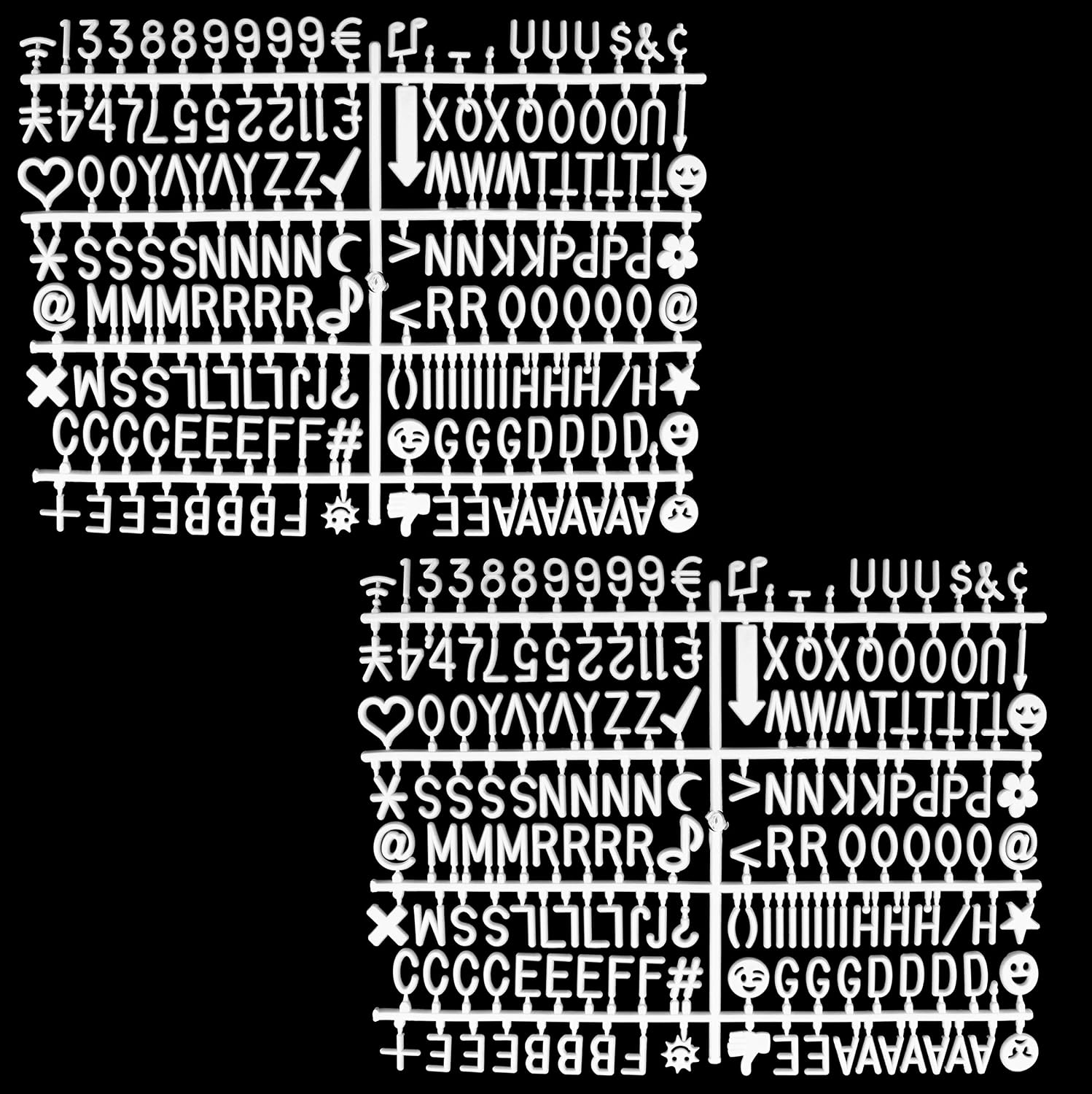 Universal One-Tab 3/4-Inch Letter Board Letters (346-Piece Set.75-Inch); 1-Centimeter Alphanumeric White Characters w/Alphabet, Numerals & Punctuation for Letterboards