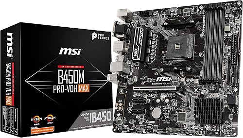 MSI ProSeries AMD Ryzen 2ª y 3ª generación AM4 M.2 SATA 6Gb/s USB 3 DDR4 D-Sub DVI HDMI Micro-ATX placa base (B450M PRO-VDH Max)
