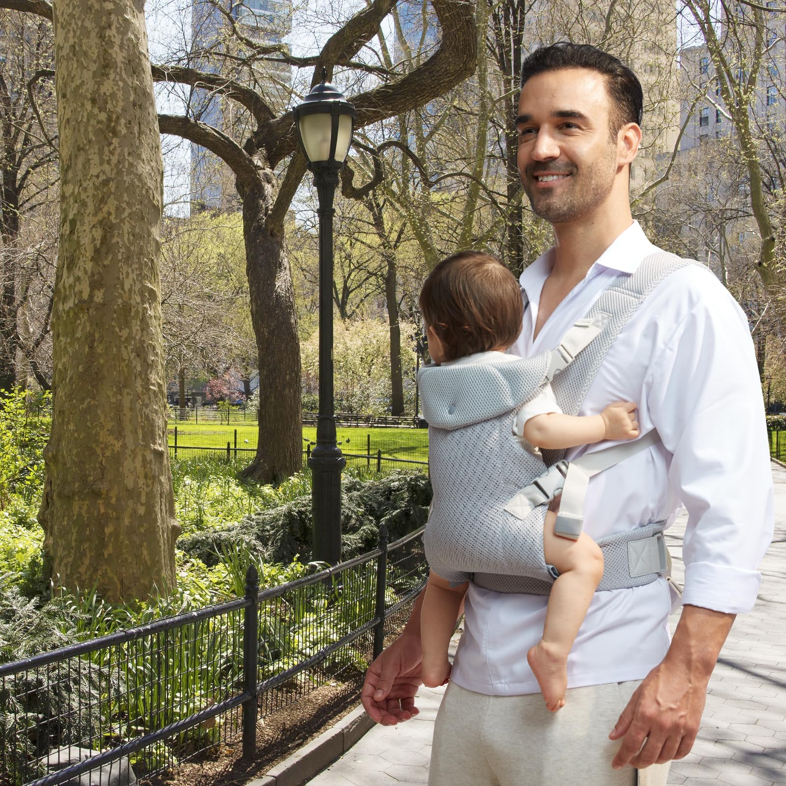 IULONEE Marsupio per Neonati Regolabile Fascia Porta Bebe Ergonomico Baby Carrier Wrap Traspirante Portabebè per Neonato Bambino Front Back Carry per Bebè 3-36 Mesi (Grigio chiaro)