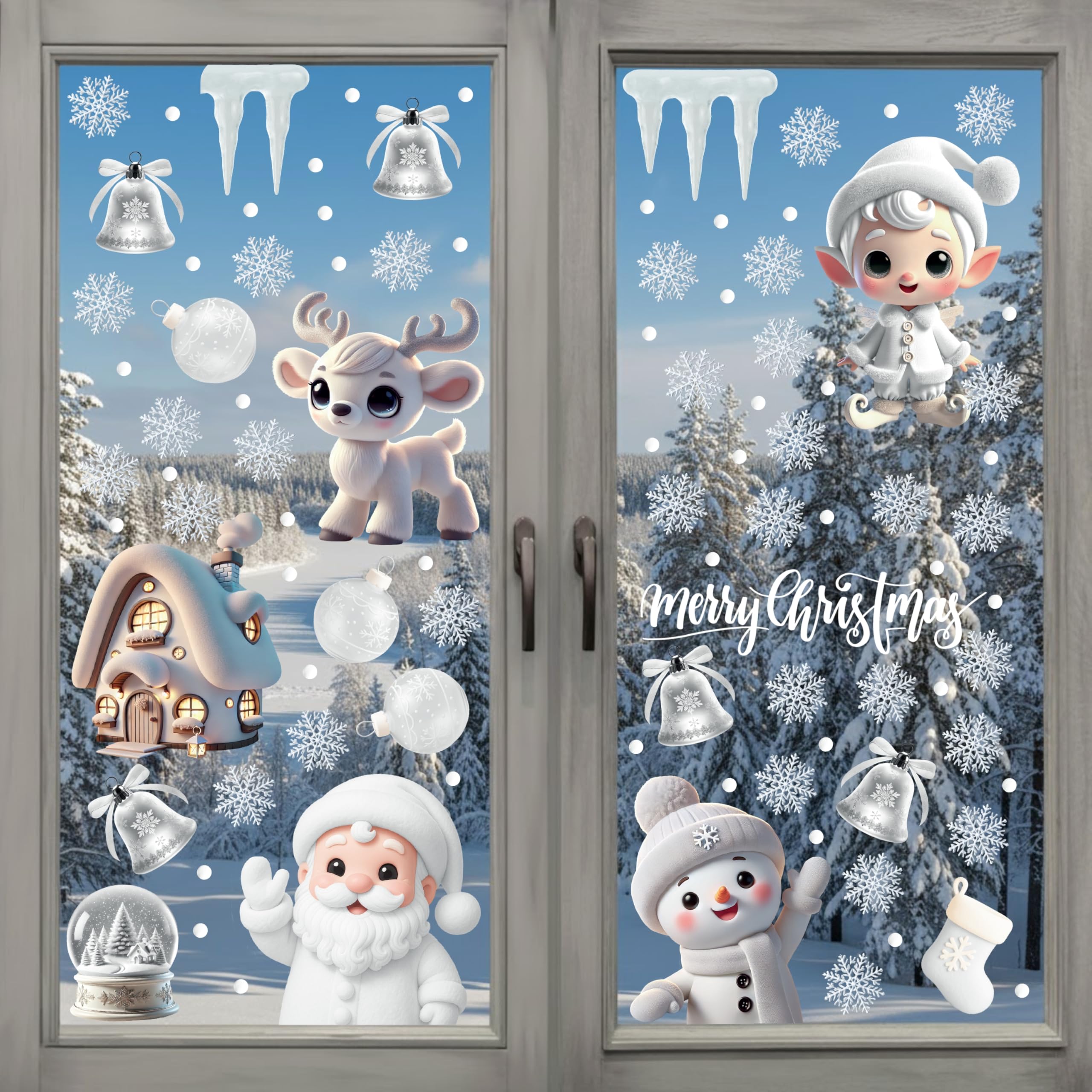 WALPLUS Christmas Window Clings Decorations - Double-Sided, Reusable, Peel and Stick for Living Room & Nursery - 215 Pie