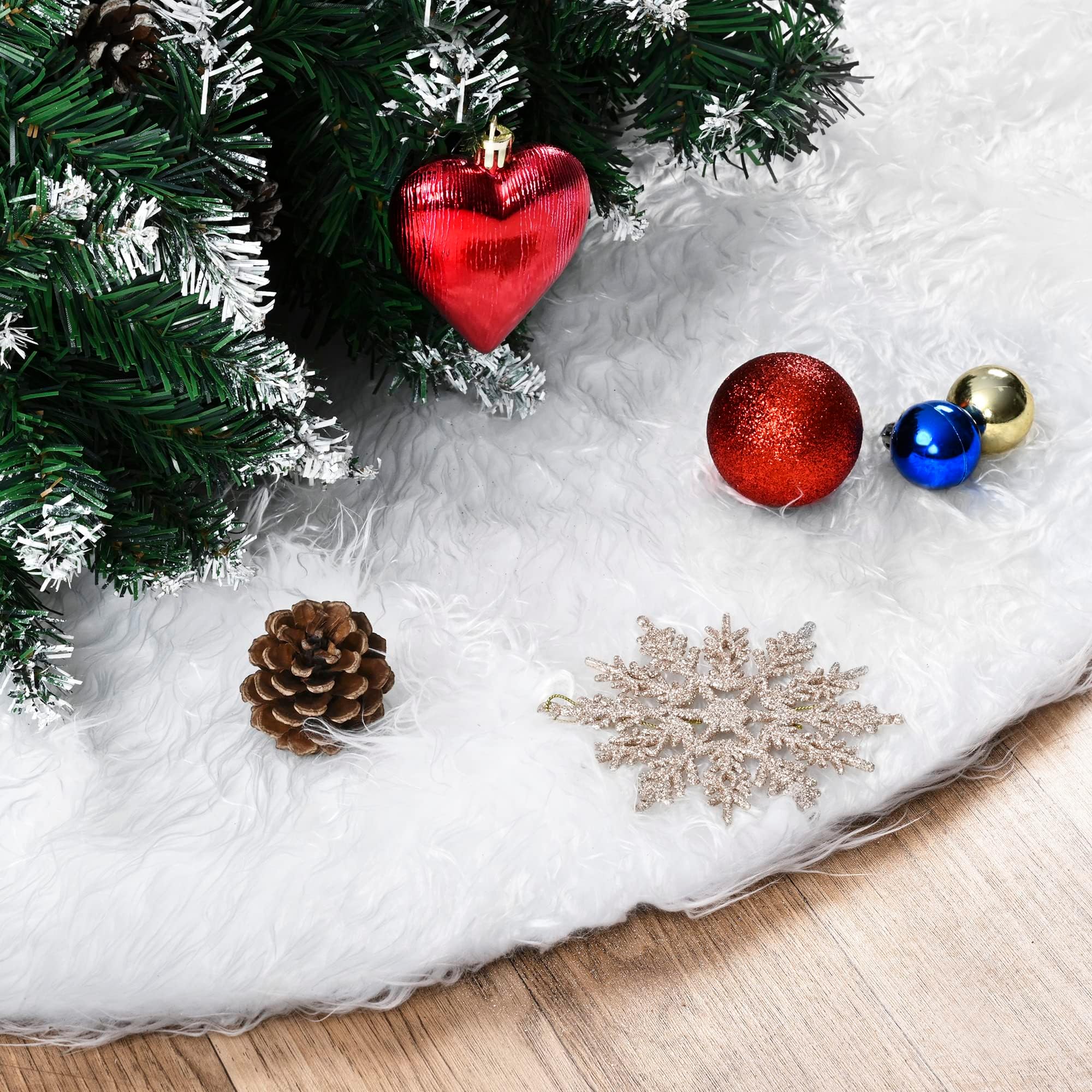 Christmas Tree Skirt Long Snow Plush Christmas Tree Skirt Base