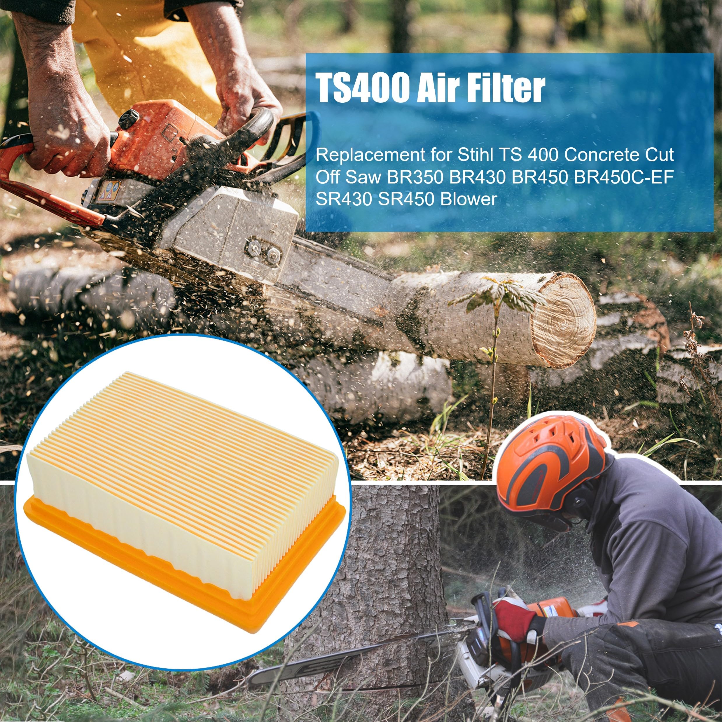 Eamonhigh TS400 Air Filter Kit Replacement for Stihl TS 400 BR350 BR430 BR450 SR430 SR450 Concrete Cut Off Saw Chainsaw Blower 4223-141-0300 4223-140-1800 4223-141-0600 with Spark Plug